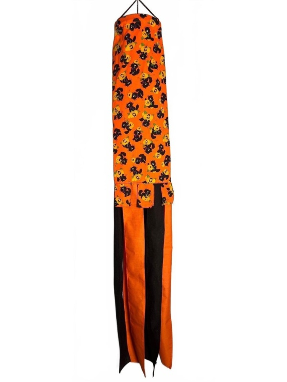 Halloween Themed Windsock with Black Cats and Pumpkins